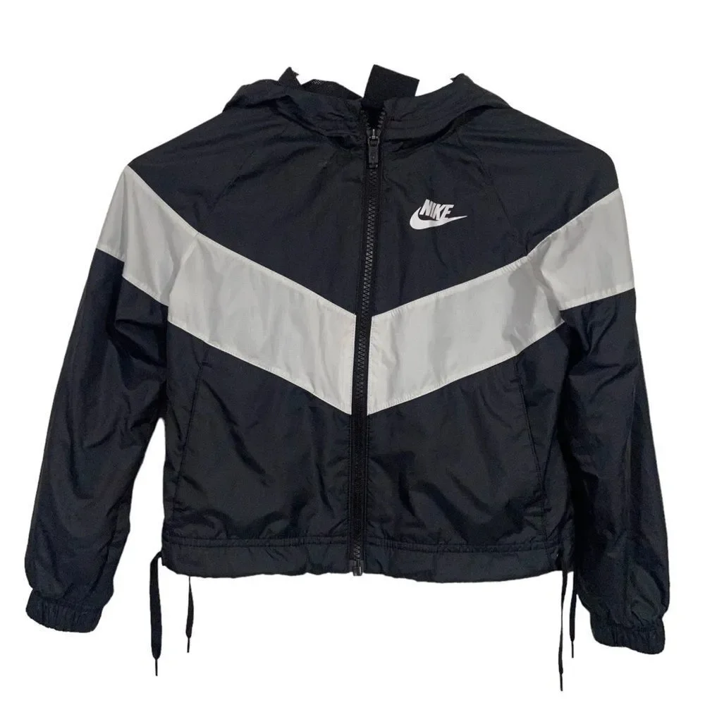 Nike Black Athletic Windbreaker Jacket